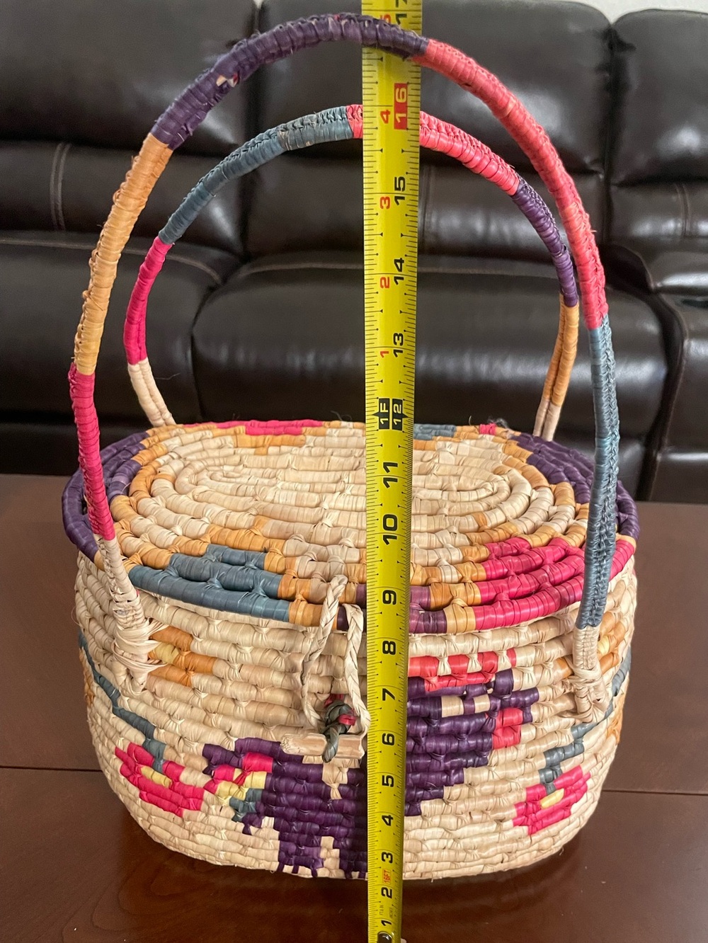 Artisan Handwoven Palm Basket Tote - Picture 10 of 13